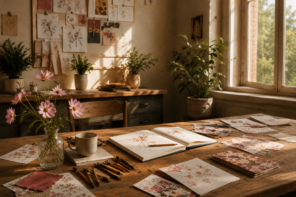 Art Studio image showing the space where textile prints are developed